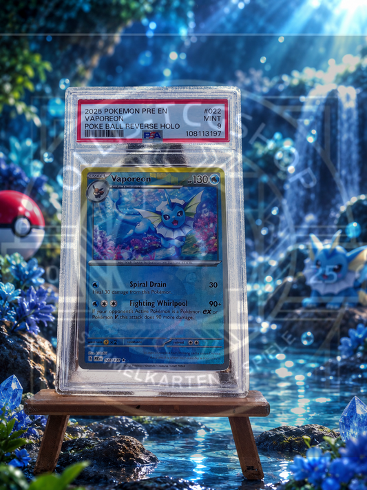 Vaporeon Reverse Holo Pokeball PSA 9